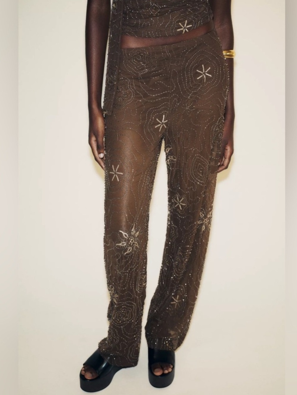 ZARA BEADED SEQUIN PANTS - Picture 11 of 15